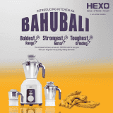 Havells Hexo Mixer Grinder | 3 Jar | 1000 W | White & Purple