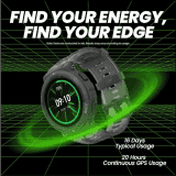 Amazfit Active Edge Smart Watch with Stylish Rugged Sport & Fitness Design GPS Workouts & Exercise | 16 Days Battery | Midnight Pulse