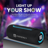 Portronics Bluetooth Speaker | Resound | 215W | HD Sound with Mic | RGB Lights |  Stereo Channel | Black