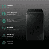 SAMSUNG  | WA11CG5886BVTL | 11 kg | 5 Star Inverter Fully Automatic Top Load Washing Machine |  Diamond Drum | Black