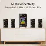 boAt | Blitz 1500 Pro with Dynamic RGB LEDs | EQ Modes & Master Remote Control 80 W Bluetooth Home Theatre   |  4.1 Channel | Space Black