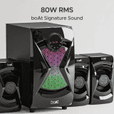 boAt | Blitz 1500 Pro with Dynamic RGB LEDs | EQ Modes & Master Remote Control 80 W Bluetooth Home Theatre   |  4.1 Channel | Space Black
