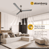 Atomberg Renesa + Ceiling Fan | 1200 mm | BLDC Ceiling Fan with Remote Control & LED Indicators | Sand Grey