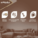 Bajaj  |  ENERGON PRIME BLDC AMBER | 1200Mm |  5 star | Remote Control |  Energyefficient Ceiling Fans  | Gold