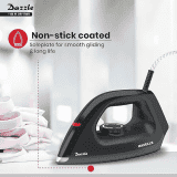 Havells Dry Iron Dazzle | 1100W | Press German Technology Non Sick Coated Sole Plate | Black