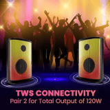 Portronics Bluetooth Party Speaker with Bass Boost Technology | Dash 8  | 60W |  Bluetooth  | Wired Karaoke Mic | TWS Mode | Black