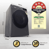 LG | FHP1209Z5M |9 Kg | 5 Star | Wi-Fi |  Fully-Automatic Front Load Washing Machine | Middle Black