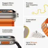 Apple Watch Ultra | GPS + Cellular 49 mm | Smart Watch w/Rugged Titanium Case & Orange Alpine Loop Medium