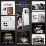 TECNO CL7 CAMON 30 5G | 512GB | 12GB | TECNO MOBILES UYUNI SALT WHITE