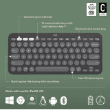 Logitech Pebble Keys 2 Wireless Keyboard | Customisable Shortcuts | Graphite | ‎K380