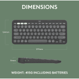 Logitech Pebble Keys 2 Wireless Keyboard | Customisable Shortcuts | Graphite | ‎K380