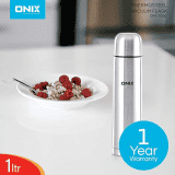 ONIX Stainless Steel Vacuum Bullet Flask | 1000 ml | Silver | OFK-1000