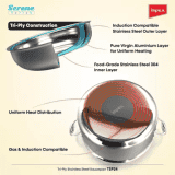IMPEX | Serene | 24 cm |  6.8 L | Triply Sauce Pan  | Stainless Steel | Induction Bottom