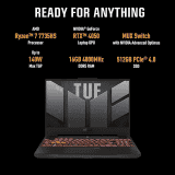 ASUS TUF Gaming Laptop A15 | Ryzen 7 Octa Core 7735HS | 16 GB | 512 GB SSD | 6 GB Graphics NVIDIA GeForce RTX 4050 | Jaeger Gray | FA577NU-LP082W