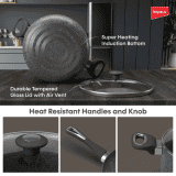IMPEX | Royal Granite | 5 Layer | 3 Pcs | Non-Stick Coated Cookware Set  | Aluminium