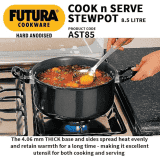 Hawkins | Stewpot |Futura | 8.5 L |  28 cm | Hard Anodised Cook-n-Serve | Aluminium | Black