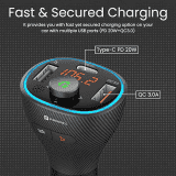 Portronics Auto 15 Bluetooth - FM Transmitter in-Car Radio Adapter for Hands-Free Calling | Black