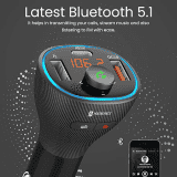 Portronics Auto 15 Bluetooth - FM Transmitter in-Car Radio Adapter for Hands-Free Calling | Black