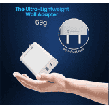 Portronics Adapto 70 Fast Charger Adapter | 33W | Dual Output | USB  Type C | White