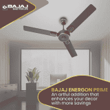 BAJAJ ENERGON PRIME Silent BLDC Ceiling Fan with remote | 5 Star |1200 mm | 3 Blade | DARK WALNUT