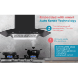 Elica | AUTO SENSE |  WDFL 906 HAC LTW MS NERO | 1200 CMH |Auto Clean Wall Mounted Chimney | Black