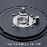 Elica |  FLEXI | DFS FB | 75 DX  Glass Top 3 Burner Automatic Hob  | Round Enamelled | Grid Black