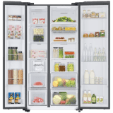 SAMSUNG | Refrigerator | 653 Litres | 3 Sta | Frost Free Side by Side Door Smart Wifi Twin Cooling Plus | Glam Deep Charcoal | RS76CB81A333HL