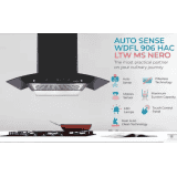 Elica | AUTO SENSE |  WDFL 906 HAC LTW MS NERO | 1200 CMH |Auto Clean Wall Mounted Chimney | Black