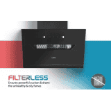 Elica |  EFL 207 HAC LTW VMS 90 Auto Clean Slant Glass 60 cm | Heat Autoclean | Filterless Powerful Suction | Low Noise Wall Mounted Chimney | Black