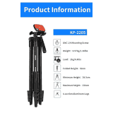 Jmary KP-2205 Aluminum Tripod 134CM | 4-Section Aluminum Legs | Universal Lightweight Tripod with Mobile Phone Holder Mount