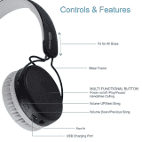 Portronics Muffs M POR-1073 Wireless Bluetooth 5.0 Stereo On-Ear Headphones with Immersive Stereo Sound | Grey