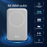 Qubo MagZap X10 from Hero Group 10000 mAh Magnetic Magsafe Wireless Power Bank | Grey