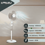 Bajaj ROBUSTO Pedestal Fan | 400 mm | Lavender White