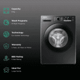 SAMSUNG | WW80TA046AB1TL | 8 KG 5 STAR INVERTER FULLY AUTOMATIC FRONT LOAD  WASHING MACHINE | BLACK