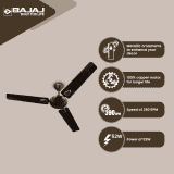 Bajaj Edge Hs Neo Deco Ee Ceiling Fans | 1200Mm | Choco Brown
