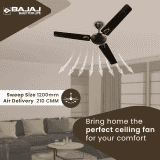 Bajaj Edge Hs Neo Deco Ee Ceiling Fans | 1200Mm | Choco Brown