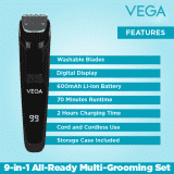 VEGA Men 9-in-1 Multi-Grooming Set with Beard/Hair Trimmer | Nose Trimmer & Body Groomer And Shaver | VHTH 21