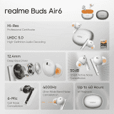 realme Buds Air 6 Tws Earbuds | 12.4 mm | Flame Silver | RMA2402