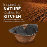 Preethi Artistic Die Cast Non Stick Kadai | 24 cm |  Glass Lid  | 5 Star | Brown