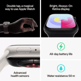 Apple Watch Series 9  | M/L |  41mm |  GPS | Cellular | Silver Aluminium Case with Storm Blue Sport Band | MRHW3HN/A