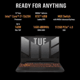 ASUS | TUF Gaming F15 | Core i7 13th Gen 13620H | 16 GB | 512 GB SSD | 6 GB Graphics NVIDIA GeForce RTX 4050 140 W  | 15.6 Inch |  Mecha Gray | FX507VU-LP210W