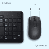 Dell Wireless USB Keyboard and Mouse Combo | Black  | KM3322W