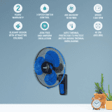 Usha Maxx Air Wall Fan | 400 mm | Blue & Black