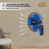 Usha Maxx Air Wall Fan | 400 mm | Blue & Black