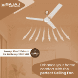 Bajaj Classico pro 1200 MM | 1 Star |  BLDC Motor | 3 Blade | Glossy White