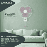 Bajaj Robusto Oscillating Wall Fan | 400mm | High Air Delivery | Modern Décor | Lavender & White