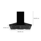 hindware Myra 60cm | 1000m3 hr | Ducted Auto Clean Wall Mounted Chimney with Push Button Control | Black
