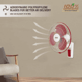 USHA Maxx Air High Speed Wall Fan | 400MM | Red White