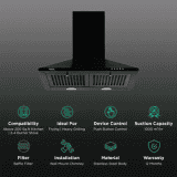 hindware Myra 60cm | 1000m3 hr | Ducted Auto Clean Wall Mounted Chimney with Push Button Control | Black