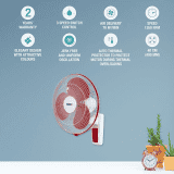 USHA Maxx Air High Speed Wall Fan | 400MM | Red White